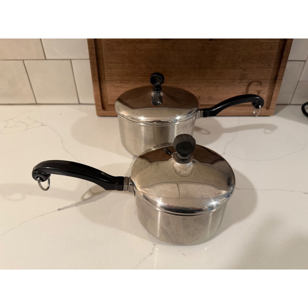 Farberware Vintage Aluminum Clad Stainless Steel Saucepan Set 1qt 2qt with Lids